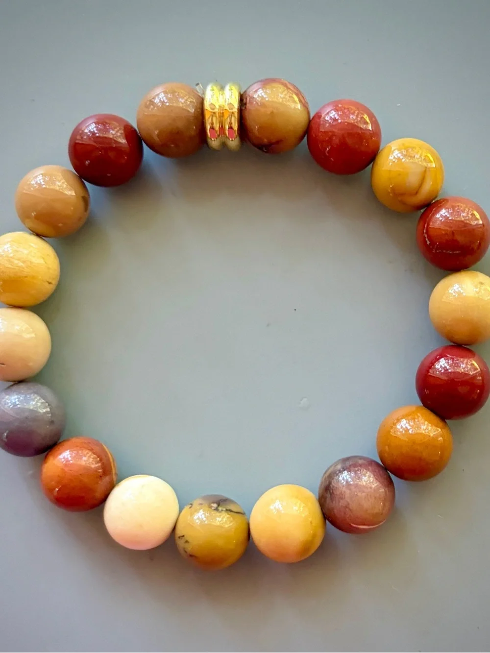 Natural Mookite Jasper Handcrafted Bead Bracelet
